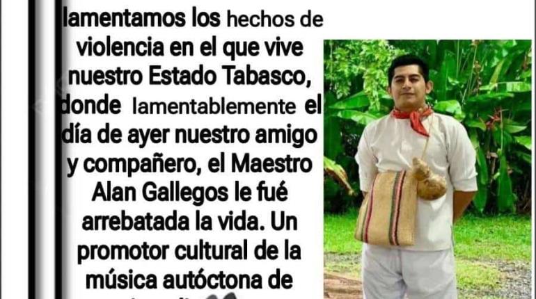 Promotor cultural de la música tabasqueña víctima de homicidio en Gaviotas