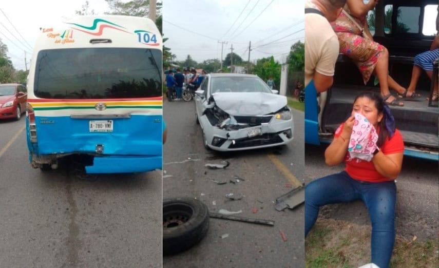 Choque por alcance en Comalcalco deja al menos 2 heridos