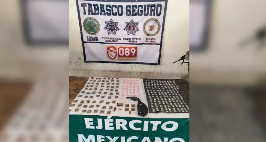 Aseguran Armas y drogas en Comalcalco durante operativo de la FIRT