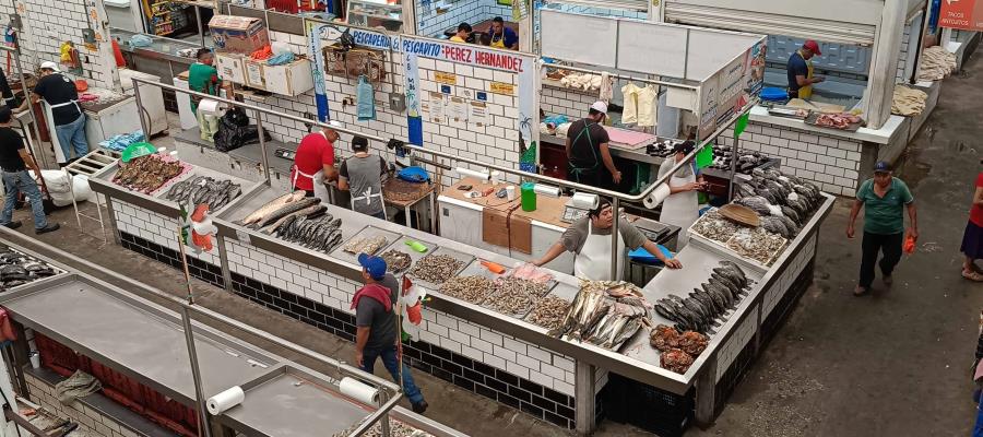 Listos vendedores de pescados y mariscos del Pino Suárez para Cuaresma