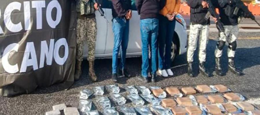 Aprehenden en BC a tres sujetos que transportaban 50 kilos de fentanilo y heroína