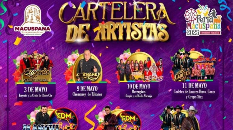 El Komander, Edwin Luna y José Manuel Figueroa en la Feria Macuspana 2025