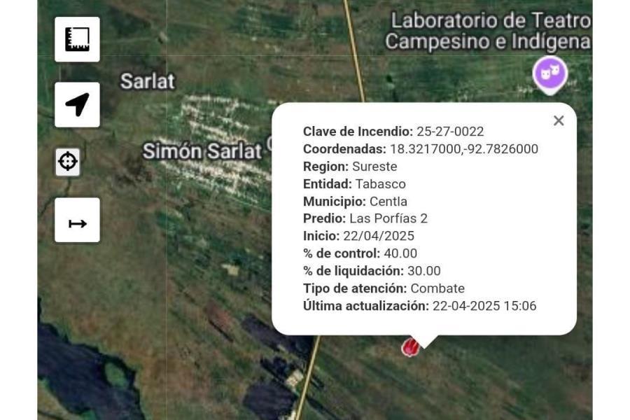 Se registra incendio forestal en Centla Se registra incendio forestal en Centla