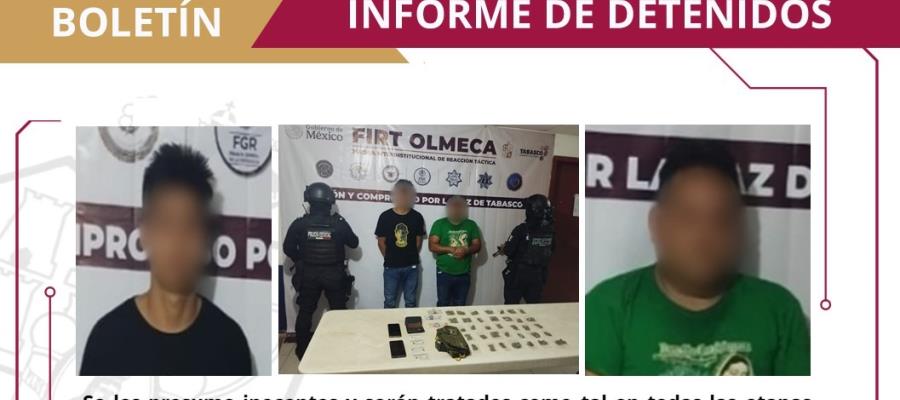 Detienen a dos presuntos narcomenudistas en Cárdenas