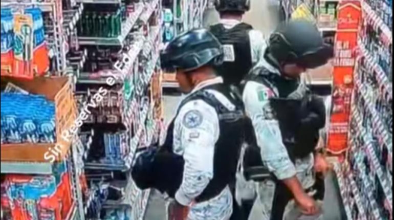 Viralizan video de elementos de la Guardia Nacional presuntamente robando en supermercado