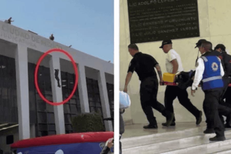 Bombero se lesiona tras aventarse desde edificio del Poder Judicial en simulacro nacional Bombero se lesiona tras aventarse desde edificio del Poder Judicial en simulacro nacional