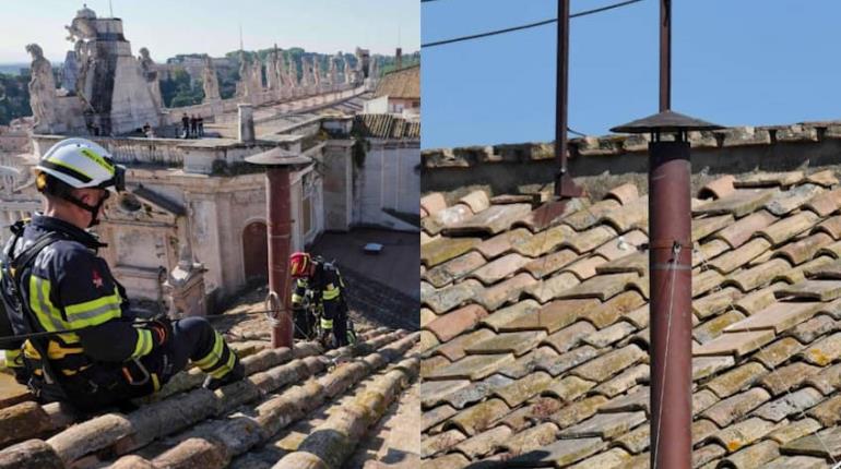 Instalan chimenea en la Capilla Sixtina para la elección del Papa