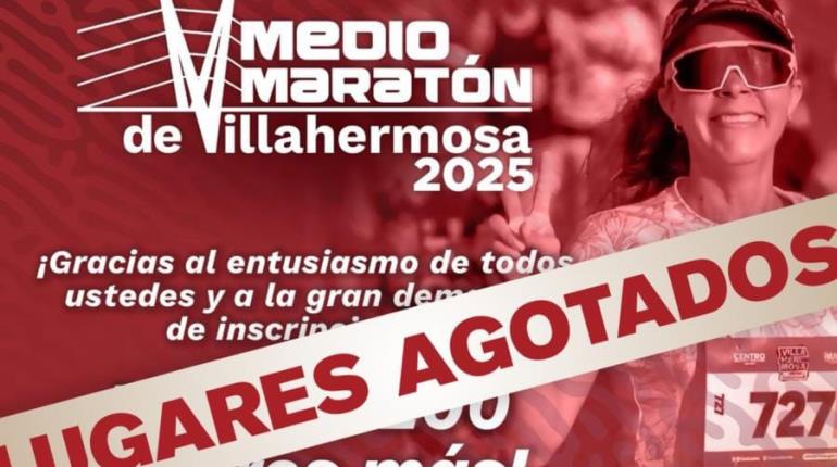 Se agotan en pocas horas los 200 espacios abiertos para el medio maratón de Villahermosa