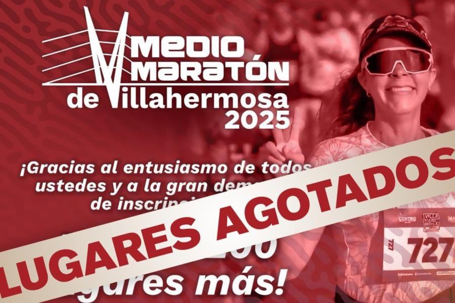 Se agotan en pocas horas los 200 espacios abiertos para el medio maratón de Villahermosa Se agotan en pocas horas los 200 espacios abiertos para el medio maratón de Villahermosa