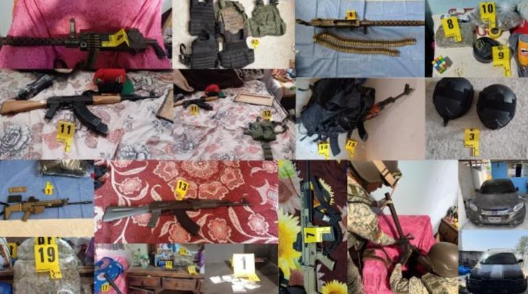 Desmantelan casa de seguridad y aseguran arsenal de alto poder en Puebla