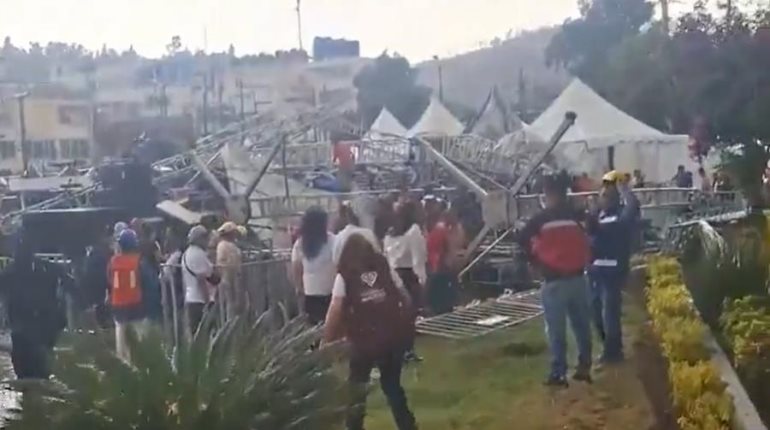 7 heridos deja caída de estructura para concierto en CDMX