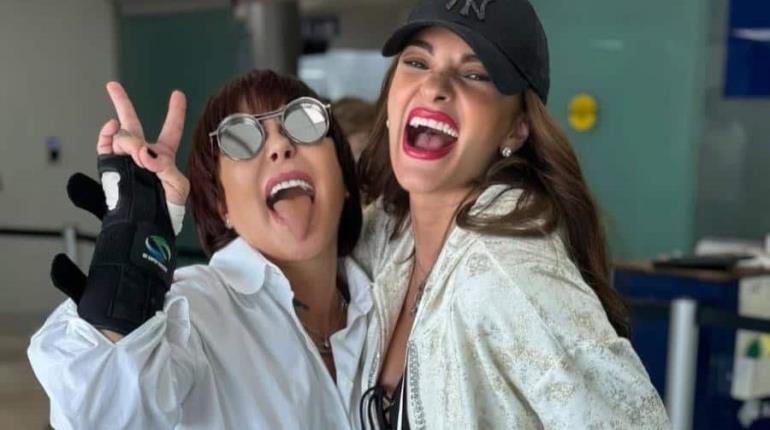 Mariana Seoane y Alejandra Guzmán se encuentran en el Aeropuerto de Villahermosa
