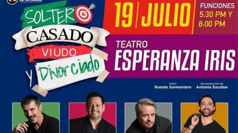 ´Soltero, casado, viudo y divorciado se presenta este sábado en Villahermosa