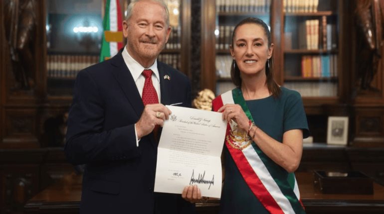 Recibe Sheinbaum en Palacio Nacional las cartas credenciales de 5 embajadores