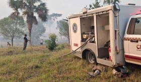 Investigan causales de incendio que afectó 2.5 kilómetros de pastizales en Tamulté de las Sabanas