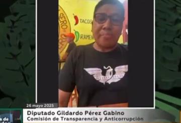 Estás en los tacos Gildardo: Se viraliza diputado de MC participando en sesión desde una taquería