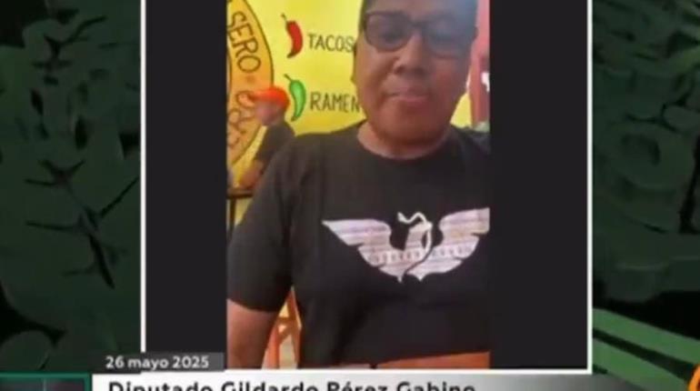 Estás en los tacos Gildardo: Se viraliza diputado de MC participando en sesión desde una taquería