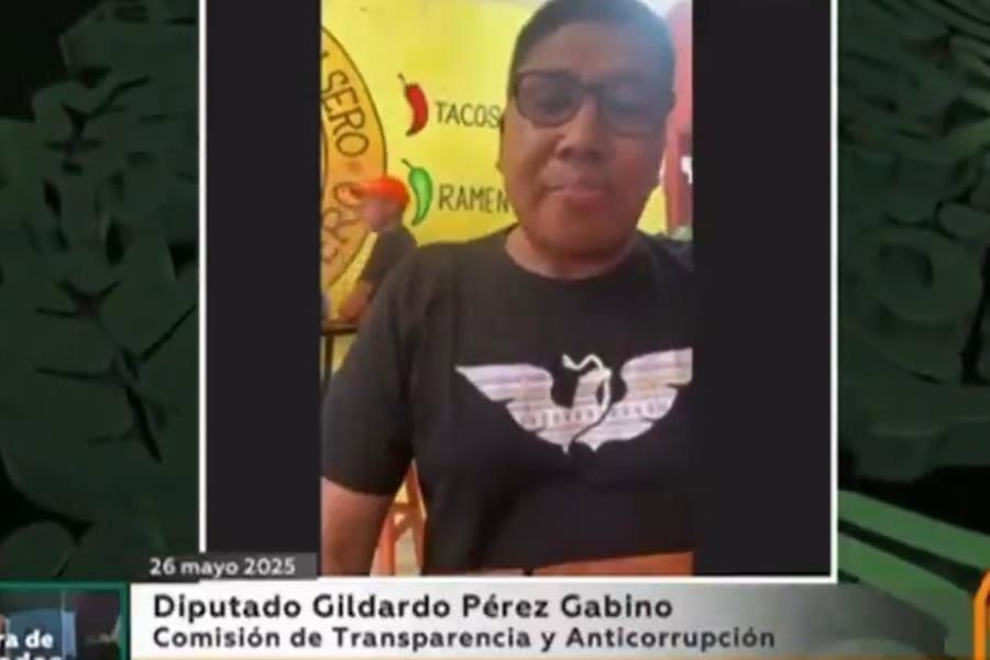 Estás en los tacos Gildardo: Se viraliza diputado de MC participando en sesión desde una taquería