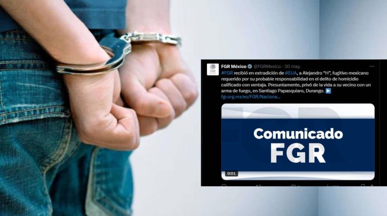 Recibe FGR en extradición a hombre acusado de asesinar a su vecino en Durango