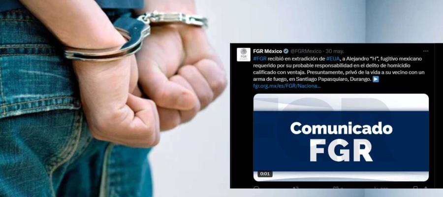 Recibe FGR en extradición a hombre acusado de asesinar a su vecino en Durango Recibe FGR en extradición a hombre acusado de asesinar a su vecino en Durango