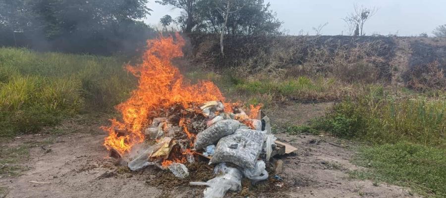 Incinera FGR en Tabasco más de 90 kilos de narcóticos