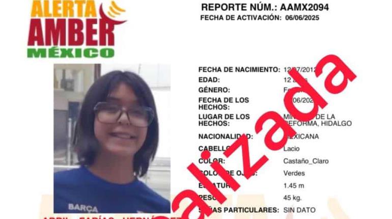 Localizan con vida en Puebla a menor desaparecida en Hidalgo