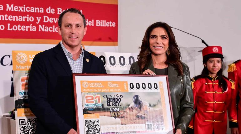 Devela LMB billete de Lotería Nacional y libro en conmemoración de su Centenario