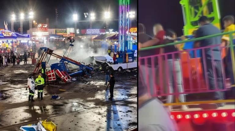 Caída de juego mecánico de feria en Nuevo León deja varios lesionados, algunos menores de edad