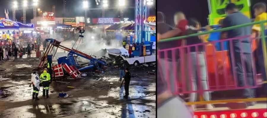 Caída de juego mecánico de feria en Nuevo León deja varios lesionados, algunos menores de edad