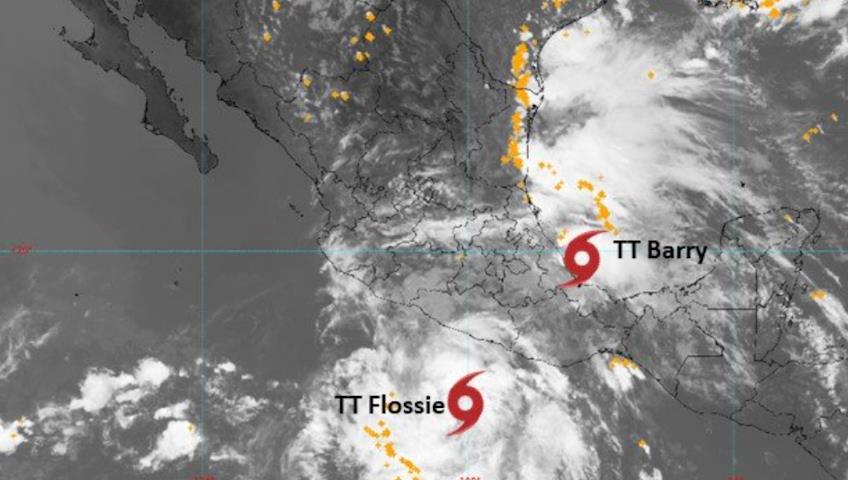 Se forman las Tormentas Tropicales Barry y Flossie en costas de México Se forman las Tormentas Tropicales Barry y Flossie en costas de México