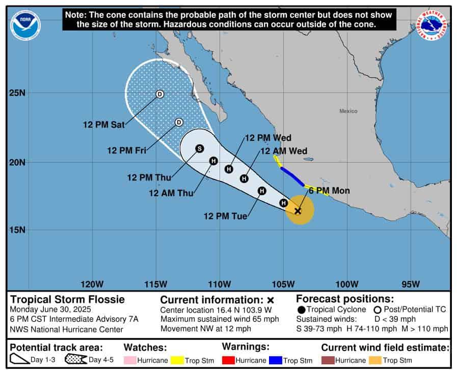 "Flossie" se convierte en huracán categoría 1