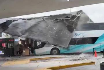 Se desploma parte del techo de la central de autobuses de Aguascalientes