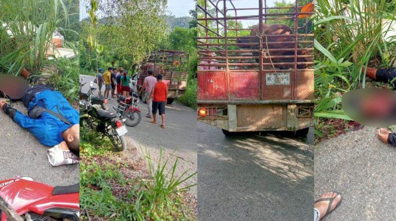 Camioneta destroza pierna a repartidor de tortilla en Tacotalpa
