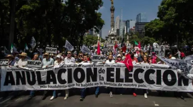 Marchan contra elección judicial y exigen su anulación en CDMX
