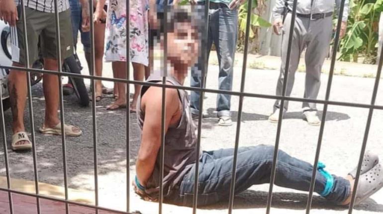 ¡Casi lo linchan! Lo detienen por presunto robo de vivienda y asalto a pochi en Nacajuca