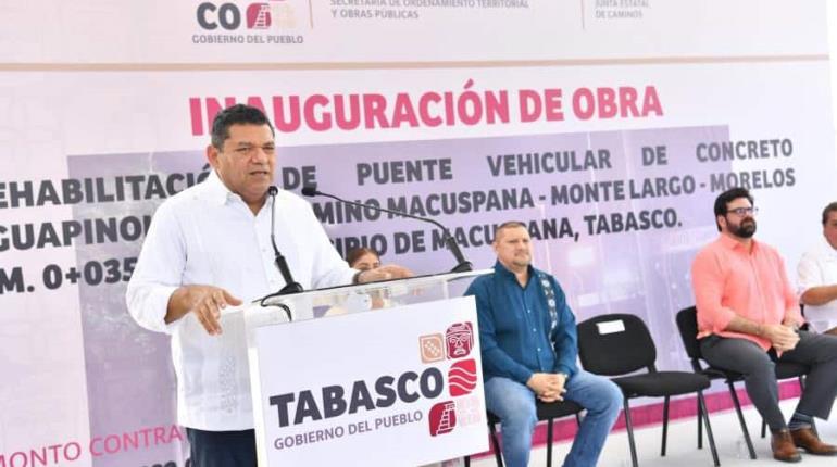 Inaugura May rehabilitación del puente vehicular Guapinol de Macuspana