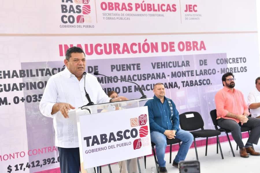 Inaugura May rehabilitación del puente vehicular Guapinol de Macuspana Inaugura May rehabilitación del puente vehicular Guapinol de Macuspana