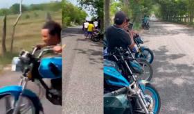 Exhiben a jóvenes realizando carreras clandestinas en Jalpa de Méndez