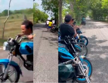 Exhiben a jóvenes realizando carreras clandestinas en Jalpa de Méndez
