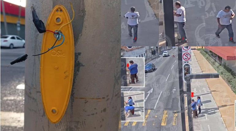 Va SSPC Tabasco contra personas que vandalizaron botón de paso peatonal en semáforo de Periférico