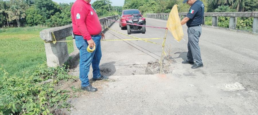 Se registra hundimiento en cabezal en puente de Jalapa Se registra hundimiento en cabezal en puente de Jalapa