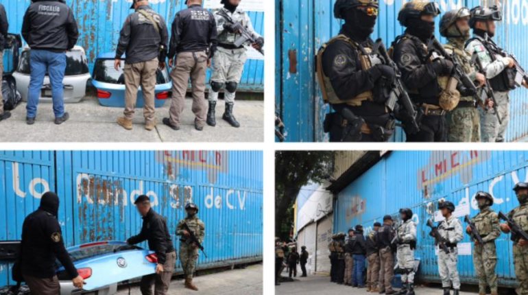 Aseguran casi mil toneladas de autopartes presuntamente robadas en establecimiento de CDMX
