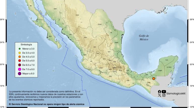 Sismo magnitud 4.2 sacude Tenosique
