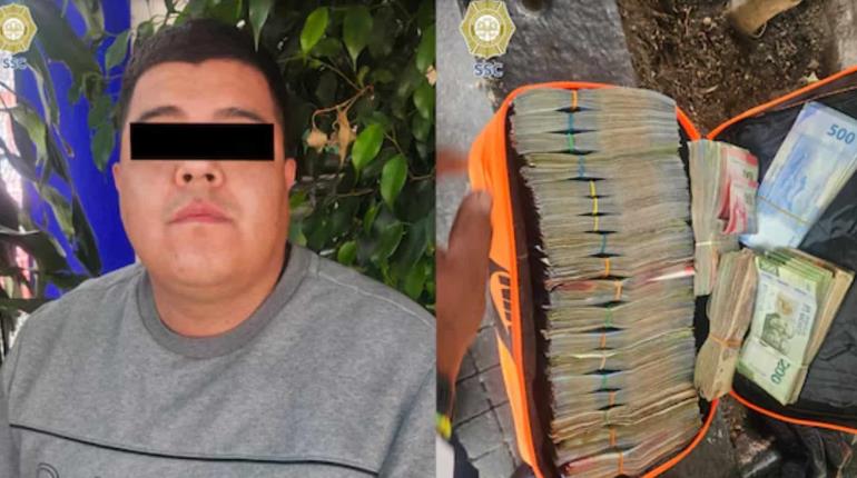 Detienen a motociclista por no usar casco y le encuentran droga y 1 mdp en efectivo en CDMX