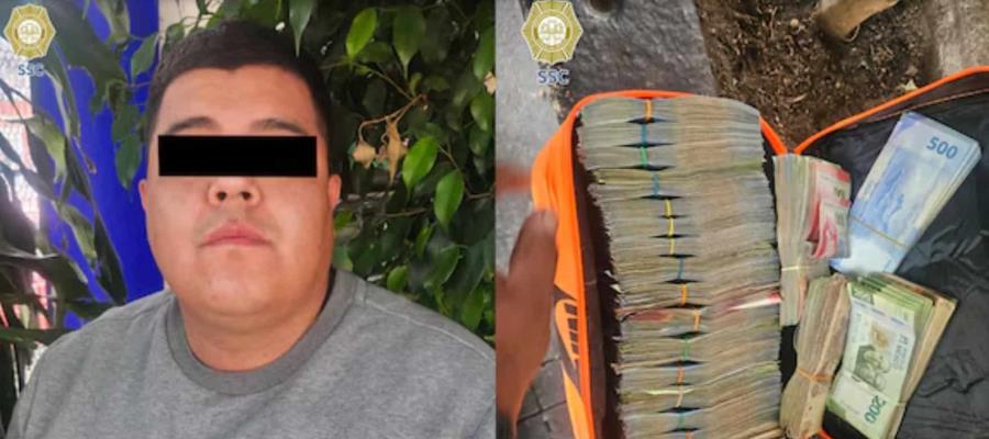 Detienen a motociclista por no usar casco y le encuentran droga y 1 mdp en efectivo en CDMX