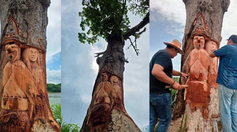 Tallan ceiba en Tenosique con personajes de la danza del Pochó y causa polémica