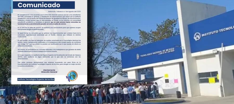 Remueven a funcionarios y quitan doble contrato a trabajadores del TEC de los Ríos