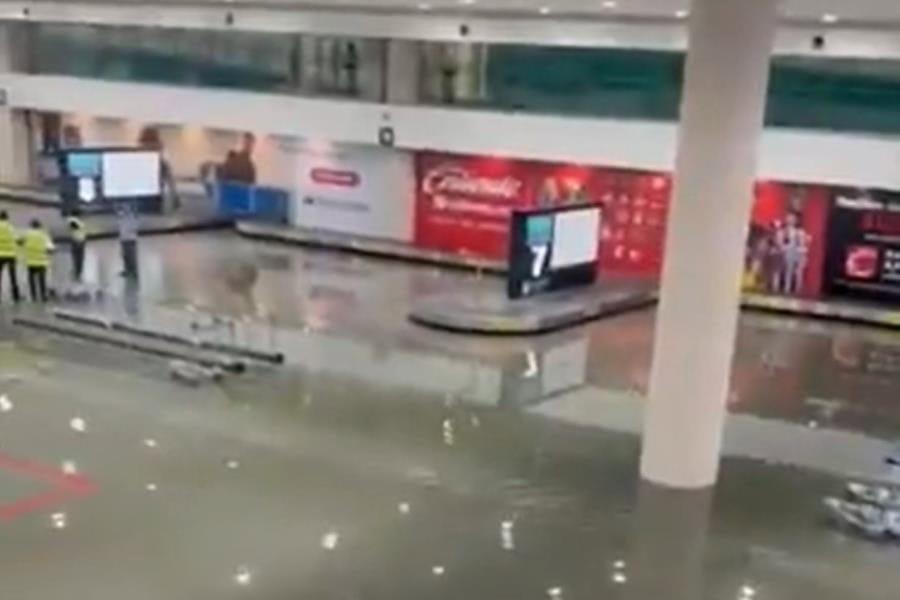 Fuertes lluvias causan afectaciones en la CDMX; Terminales del AICM se inundan y suspende vuelos