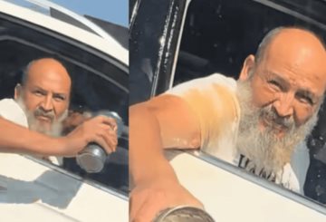 ´Lord Café´ intenta aventar su bebida a otro conductor, pero sale mal