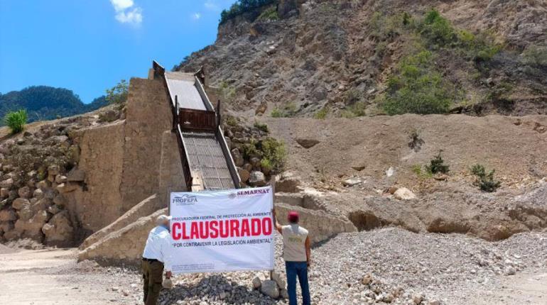 Clausuran tres predios de extracción ilegal de material pétreo en Chiapas